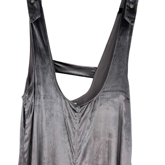Anthropologie Maeve Monique Jumpsuit Suspender Wide Leg Velvet Gray XXS Petite - Picture 4 of 11